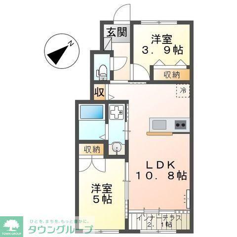藤沢打戻アパート(2LDK/1階)の間取り写真