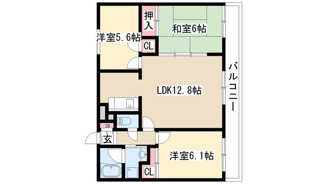 植田山ミルキーウェイ(3LDK/4階)の間取り写真
