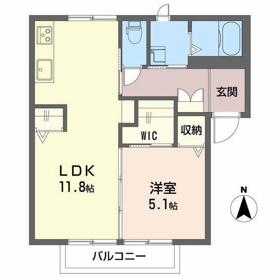 アルヴェールC(1LDK/1階)の間取り写真