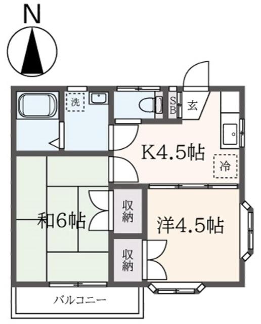 クレセントN参番館(2K/2階)の間取り写真