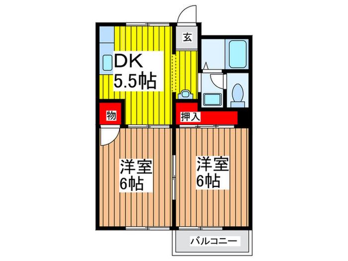 桜丘ローズマンション(2DK/3階)の間取り写真