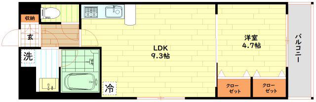 アーバネックス福島(1LDK/10階)の間取り写真