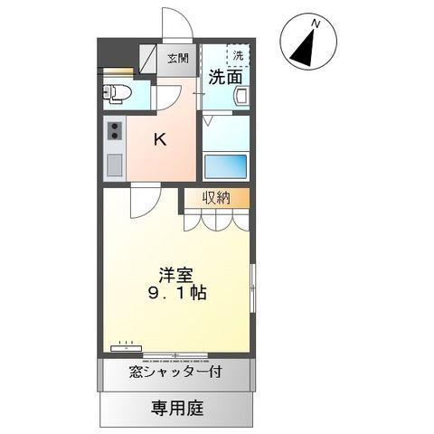 グランチェスタウエスト(1K/1階)の間取り写真