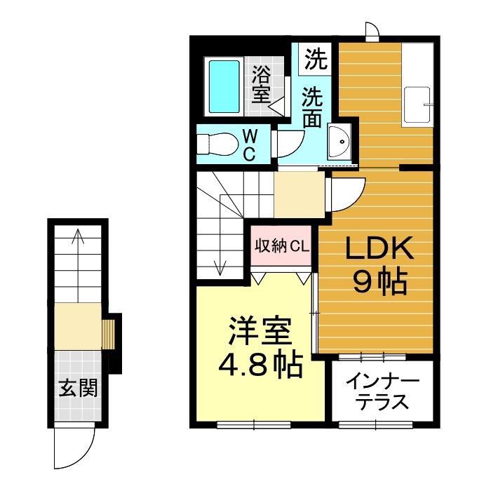 ローリングヒルズ富任(1LDK/2階)の間取り写真