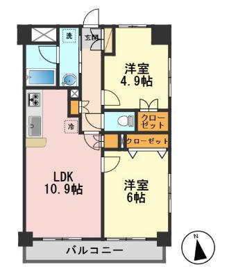 プレリヴィエール(2LDK/4階)の間取り写真