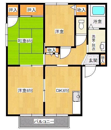 ソレイユ(3DK/2階)の間取り写真