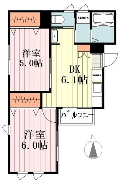 カーサ プルミエール(2DK/1階)の間取り写真
