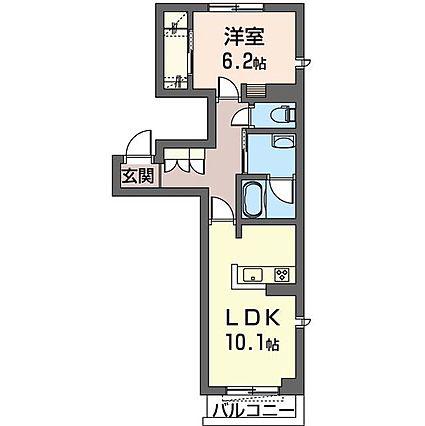 MUGUET(1LDK/2階)の間取り写真