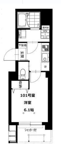 BCASA KAMEARI(1K/1階)の間取り写真