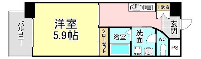 CASA・FLEUR(1K/2階)の間取り写真