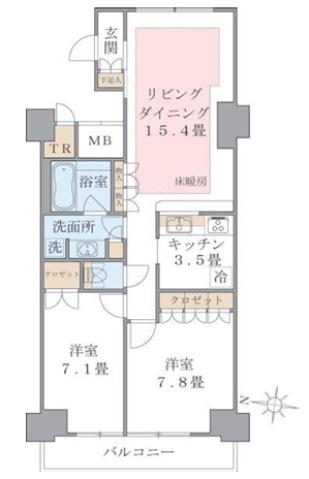 ブリリアイスト東雲キャナルコート(2LDK/13階)の間取り写真