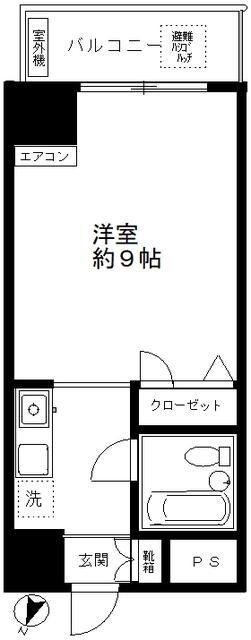 アビタシオン池尻(1K/8階)の間取り写真