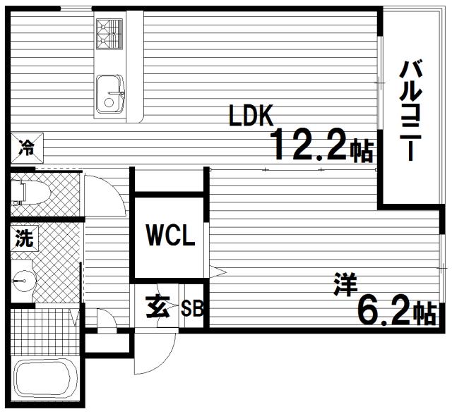 サニーウェル(1LDK/3階)の間取り写真