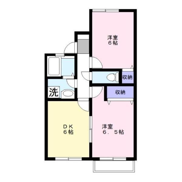 ピュールメゾンA(2DK/2階)の間取り写真