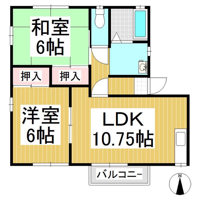 ラズベリーハウスヤマハ(2LDK/1階)の間取り写真