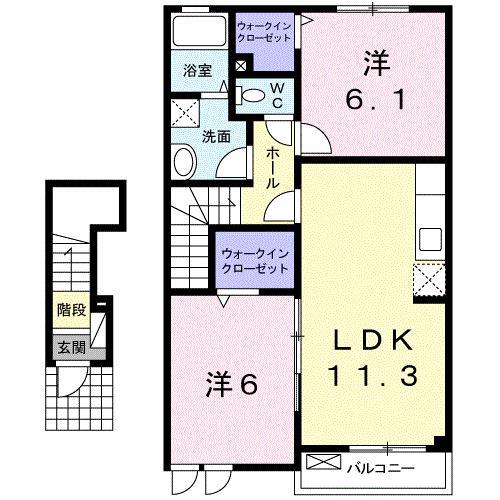 レバンテA・B(2LDK/2階)の間取り写真