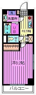 オロール南浦和(1K/6階)の間取り写真