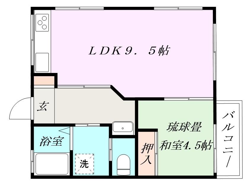 メゾン・ボヌール(1LDK/1階)の間取り写真