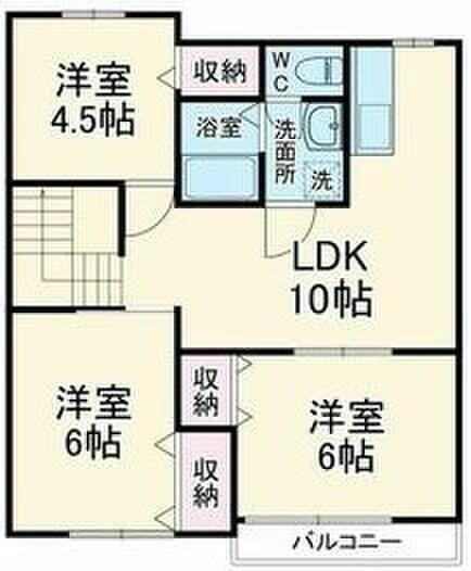 HKレジデンスI(3LDK/2階)の間取り写真