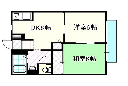 ミルフィーユ A(2DK/1階)の間取り写真