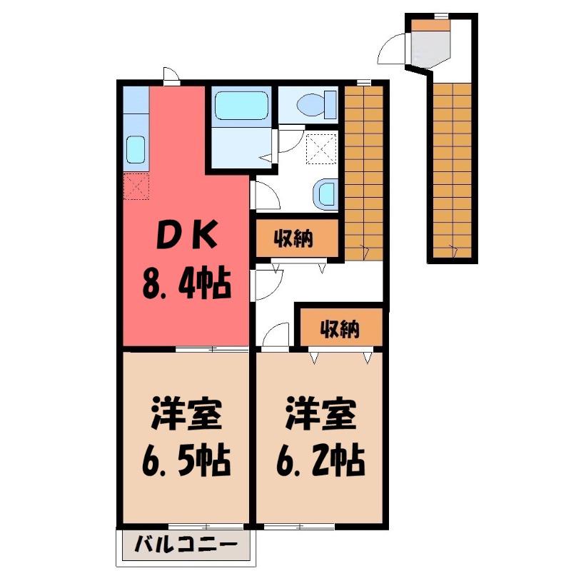 エトランゼ(2DK/2階)の間取り写真