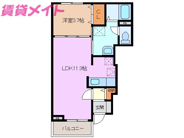 パティオ・ソレアードII(1LDK/1階)の間取り写真