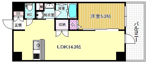 ボヌール梅田(1LDK/10階)の間取り写真