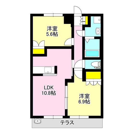 スプリームY(2LDK/1階)の間取り写真