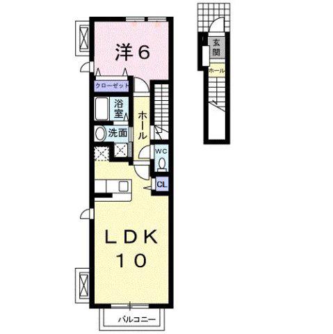 ハイツコンチェルトB(1LDK/2階)の間取り写真