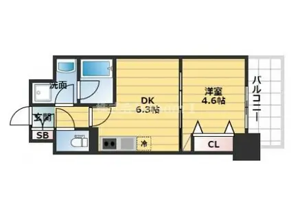 アーバネックス同心(1DK/3階)の間取り写真