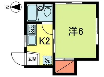 グリーンハイム(1K/2階)の間取り写真