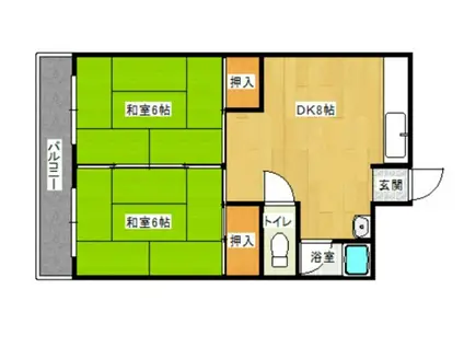 サンテラス府中(2LDK/1階)の間取り写真