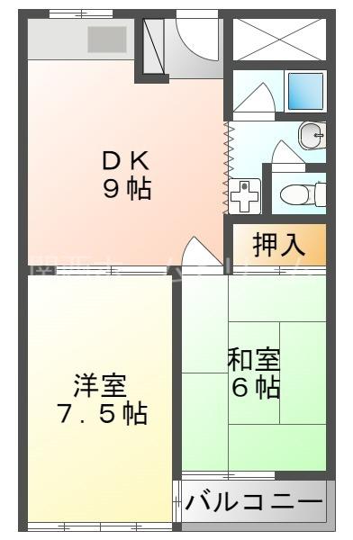コーポ城垣(2DK/2階)の間取り写真