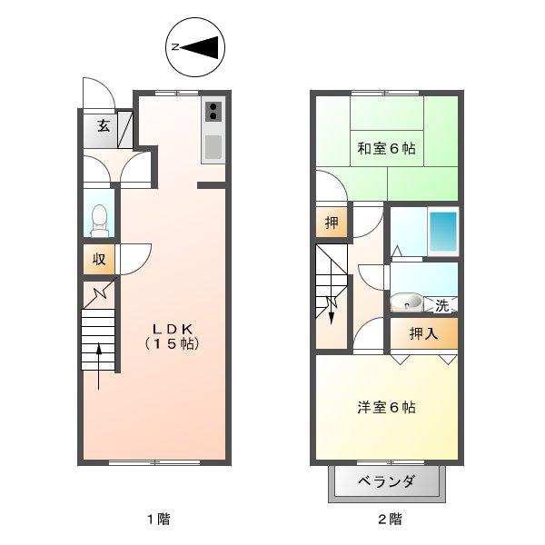 レイクサイドヴィラA(2LDK/2階)の間取り写真