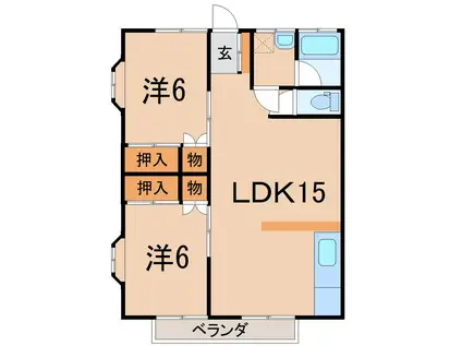 コーポFK B棟(2LDK/2階)の間取り写真