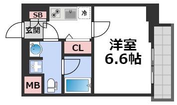 ジアコスモ大阪城南(1K/8階)の間取り写真