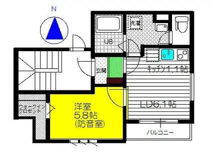 クローバー上板橋(1LDK/3階)の間取り写真