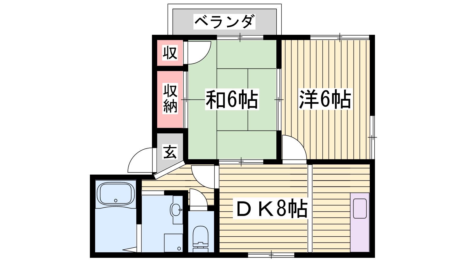 リヴァティ辻井(2DK/2階)の間取り写真