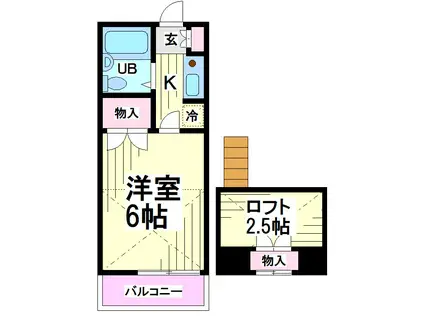 シティハウス笹塚(1K/2階)の間取り写真