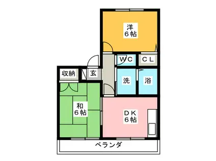 もちの木館(2DK/2階)の間取り写真