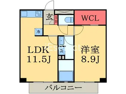 パークアクシス千葉新町(1LDK/12階)の間取り写真