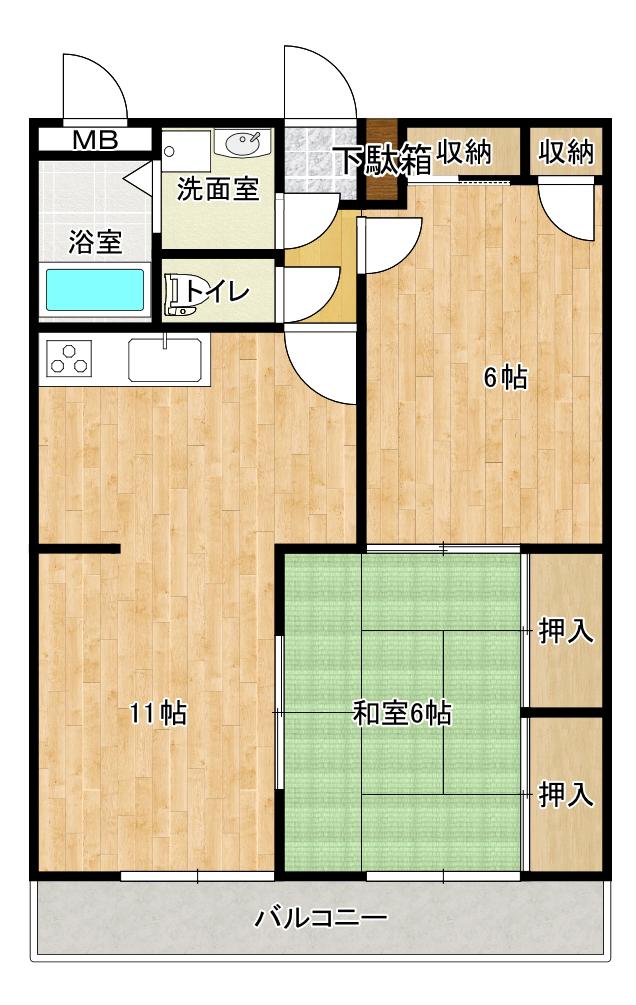 HIRO松見(2LDK/1階)の間取り写真