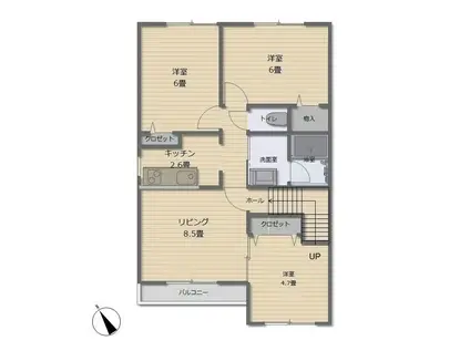 ユニゾンK 202号(3LDK/2階)の間取り写真