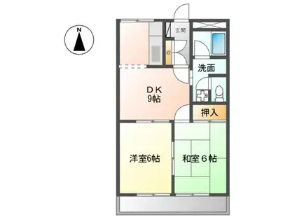 ハイムエスポワール(2DK/2階)の間取り写真