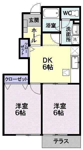リファインド(2DK/1階)の間取り写真