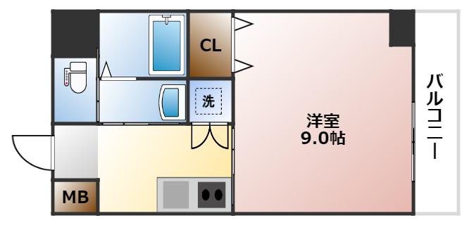 モノトーン難波(1K/5階)の間取り写真