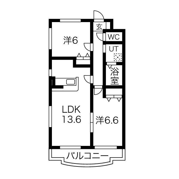 プリミエール清水(2LDK/2階)の間取り写真