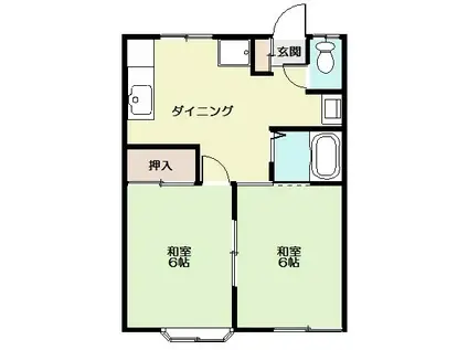 メゾンリバーI初期費用44664円(2DK/2階)の間取り写真