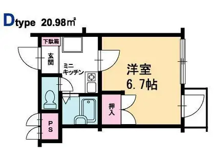 ヒューマンスクエア盛岡南(1K/2階)の間取り写真