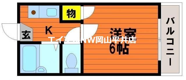 BRUNO原尾島(1K/2階)の間取り写真